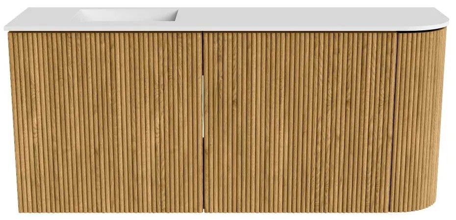 Mondiaz Joya 90cm toiletmeubel ronding rechts oak met wastafel faye links 1 kraangat talc