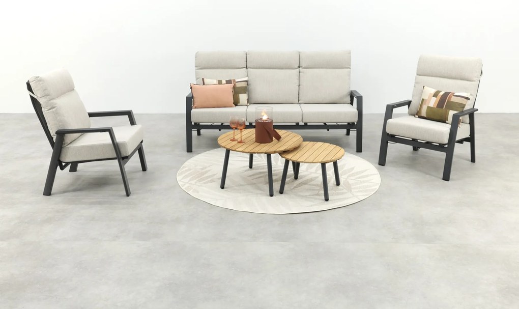 Lagos/Mindo verstelbare 5-zits stoel-bank loungeset - antraciet