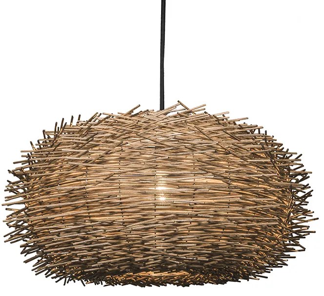 Landelijke hanglamp bruin rotan - Hatch 45