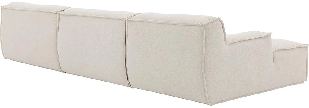Goossens Excellent Bank Sens wit, stof, 1,5-zits, urban industrieel met chaise longue links