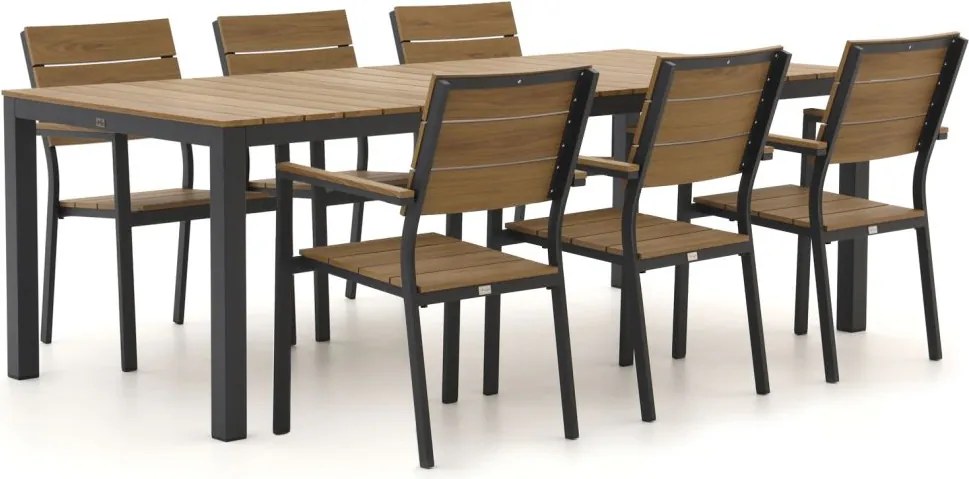 Diningset Bellagio | 6 personen polywood | Tuinset stapelbaar | 7-delig | Kees Smit Tuinmeubelen