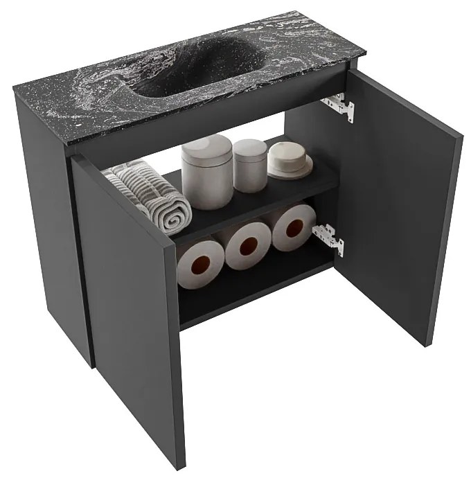 Mondiaz Ture DLux toiletmeubel 60cm dark grey met wastafel lava midden met kraangat