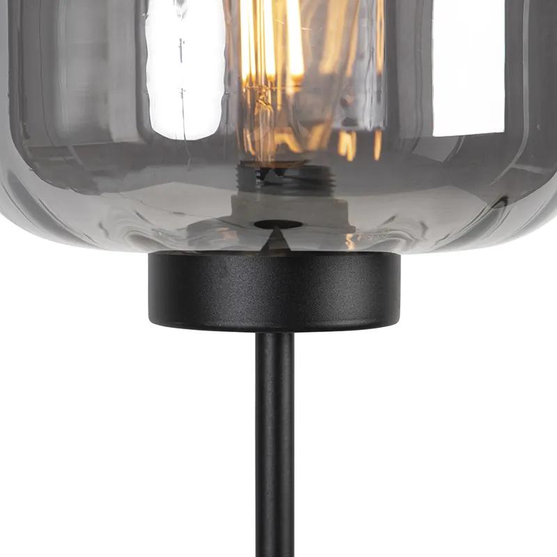 Design vloerlamp zwart met smoke glas - Qara Design E27 Binnenverlichting Lamp