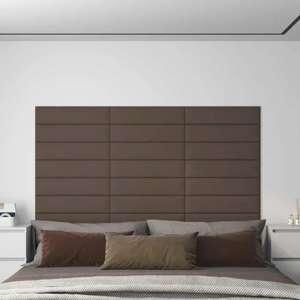 vidaXL Wandpanelen 12 st 1,08 m² 60x15 cm stof taupe