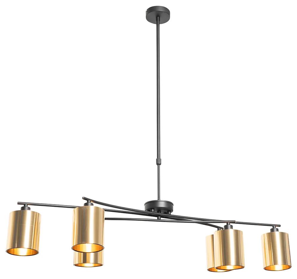 Eettafel / Eetkamer Moderne hanglamp zwart met goud verstelbaar 6-lichts - Lofty Modern E14 Binnenverlichting Lamp