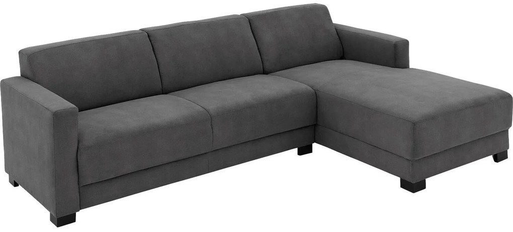 Goossens Bank My Style antraciet, microvezel, 2,5-zits, stijlvol landelijk met chaise longue rechts