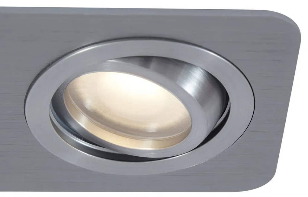 Buitenlamp Set van 6 afgeronde inbouwspots gunmetal GU10 50mm draai- en kantelbaar IP44 2-lichts - Alberto Modern GU10 IP44 Buitenverlichting Lamp