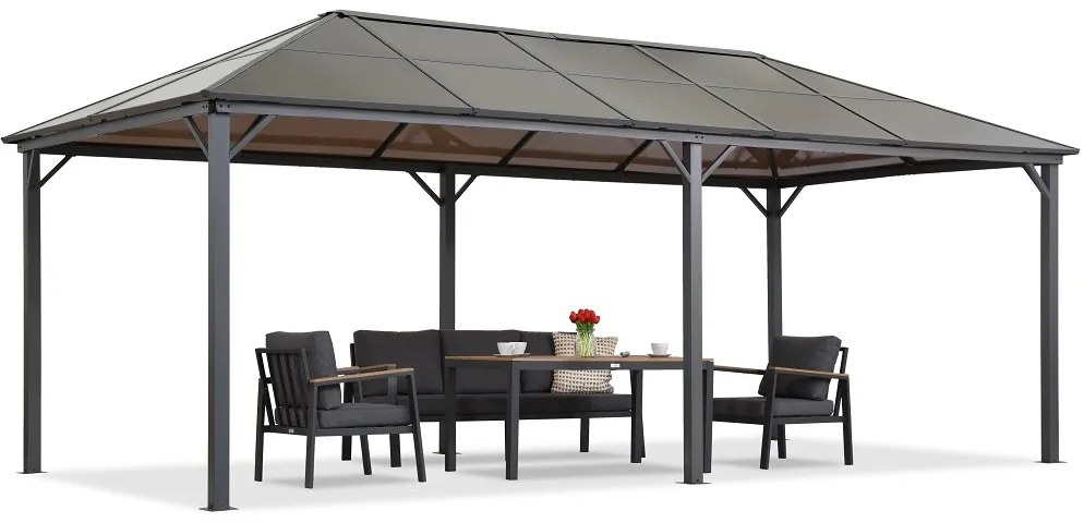 Tuinhuisje Milos 3x6m met muggennet Tuinpunt grijs