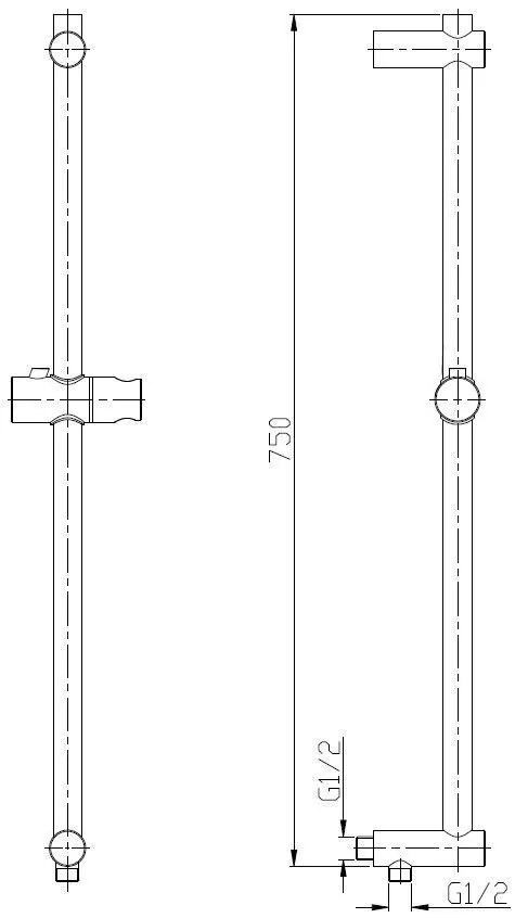 Mueller Round rvs glijstang met wateruitgang 75cm