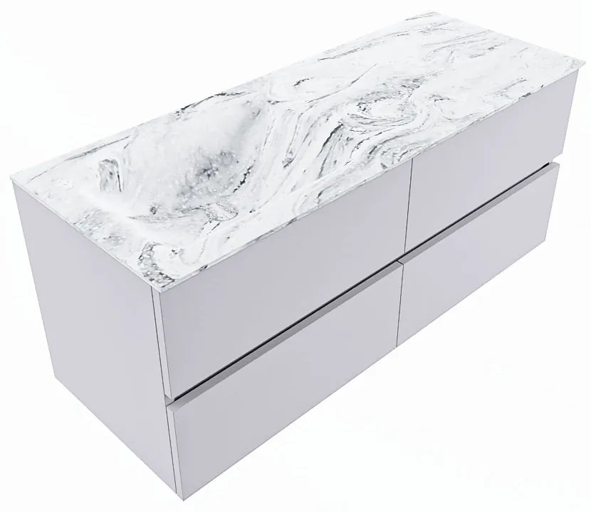Mondiaz Vica DLux badmeubel 120cm cale 4 lades met wastafel glace links zonder kraangat