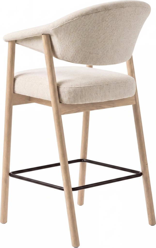 GARDA crème beige (stof Harmony 110) / gebleekt eiken geolied - GESTOFFEERDE BARKRUK VOOR KEUKEN/BAR