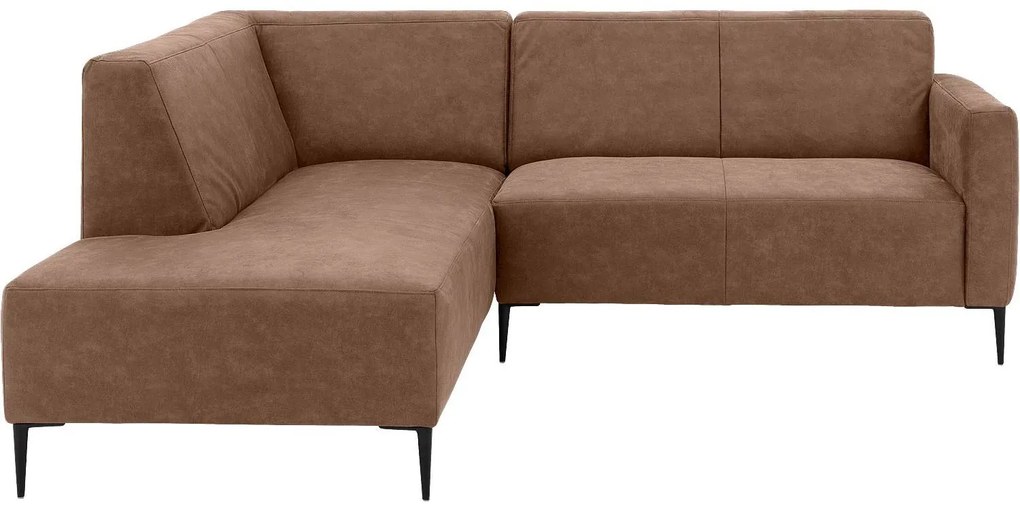 Goossens  Key West bruin, micro leer, 2-zits, modern design met ligelement links