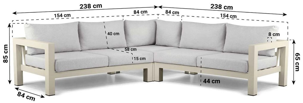 Hoek loungeset 5 personen Aluminium Taupe Lifestyle Garden Furniture Luca