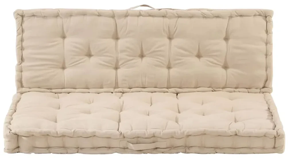 vidaXL Palletvloerkussens 2 st katoen beige