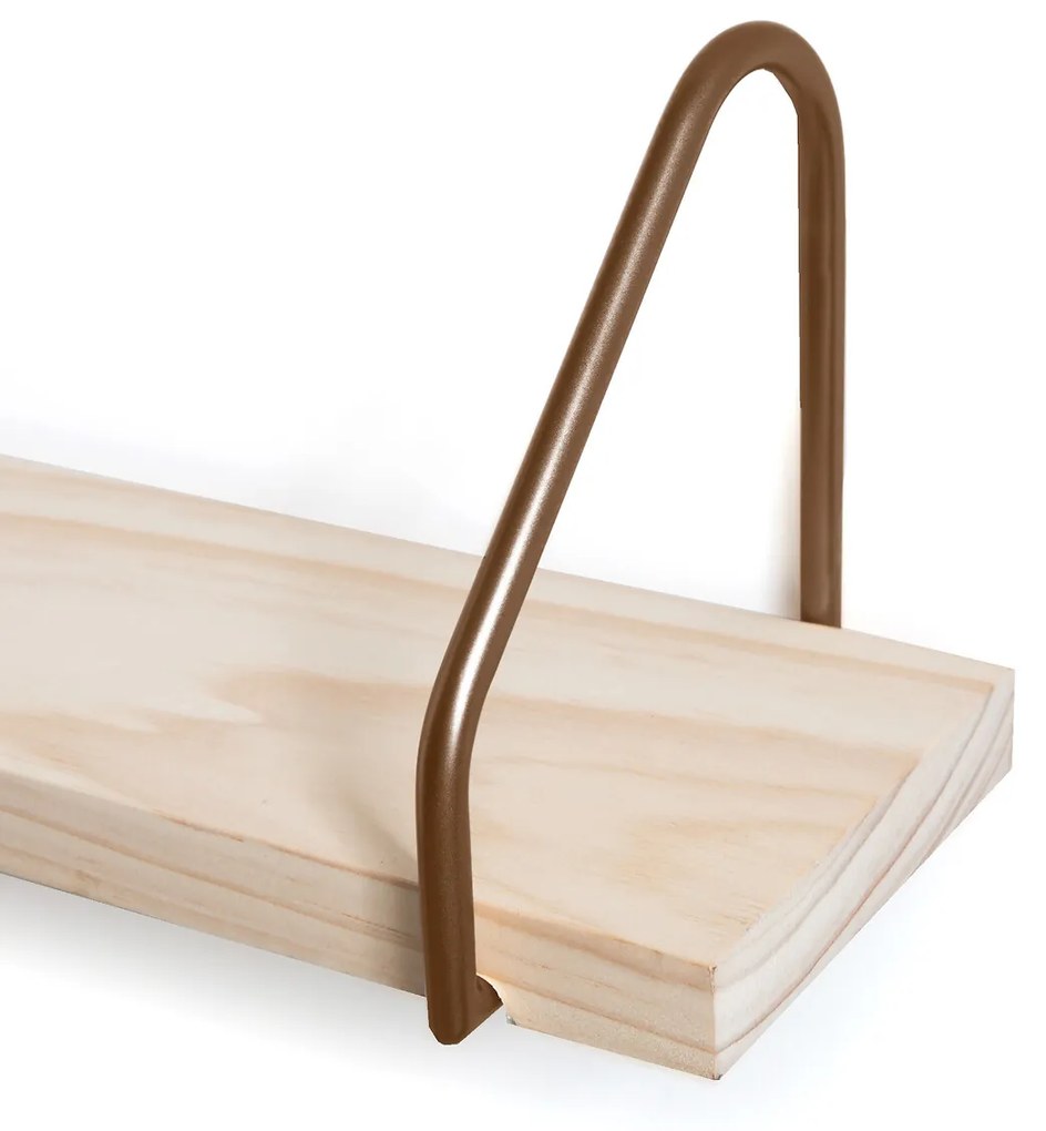 Wandplank in massief grenen en metaal L120 cm, Vinto