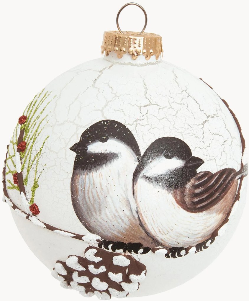 Handbeschilderde kerstbal Bird Couple
