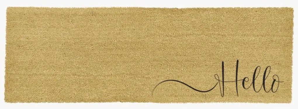 Handgemaakte kokos deurmat Hello