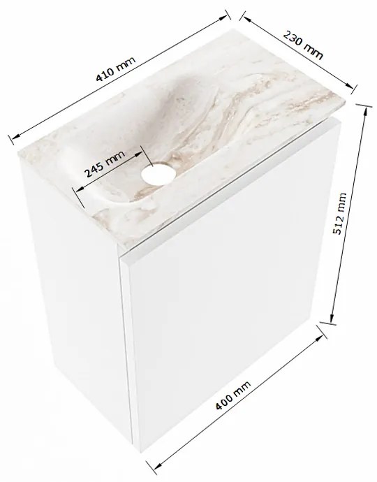 Mondiaz Ture DLux toiletmeubel 40cm urban met wastafel glace links met kraangat