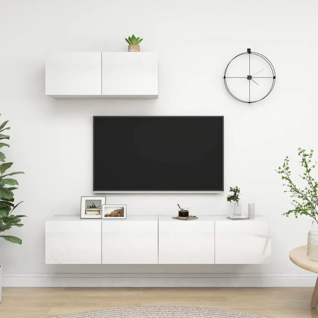 vidaXL Tv-meubelen 3 st spaanplaat hoogglans wit