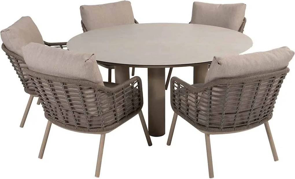 Taste by 4 Seasons Puglia lage tuinset 6-delig - Donato tuintafel Ø160x69 cm