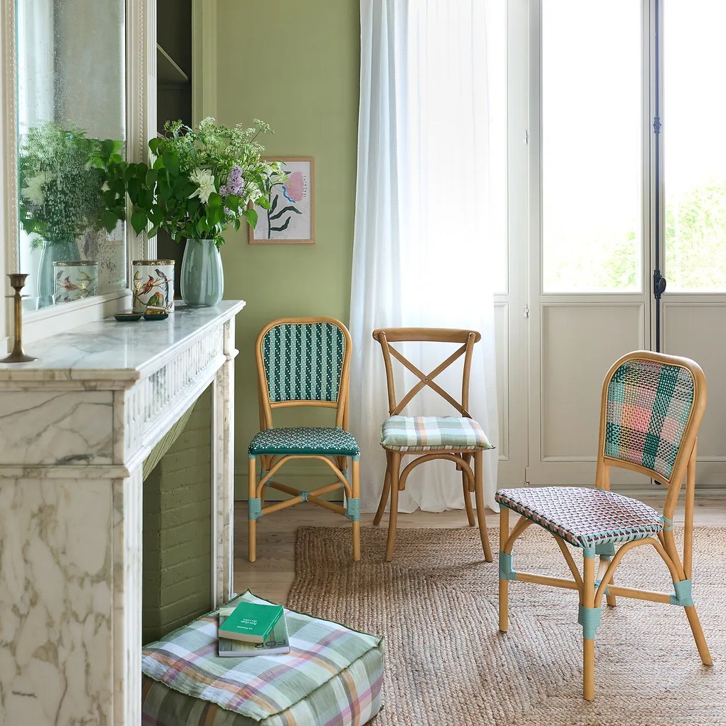 Glasgordijn met motief, katoenen plooiband, Cisali