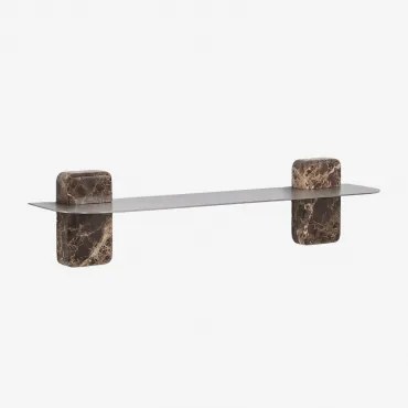 Set Van 2 Wandplanken Voor Badkamer Van Roestvrij Staal Serbian ↔︎ 80 Cm & Bruin Emperador Marmer - Sklum