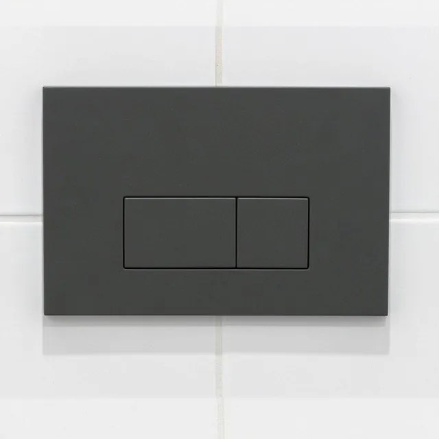QeramiQ Dely Swirl Toiletset - 36.3x51.7cm - Geberit UP320 Burda inbouwreservoir - slimzitting - bedieningsplaat antraciet mat - rechthoekige knoppen - mat zwart 0701131/SW1102377/SW1000768/SW1026258