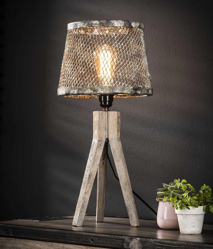 Tafellamp 'Til' gaas met houten driepoot