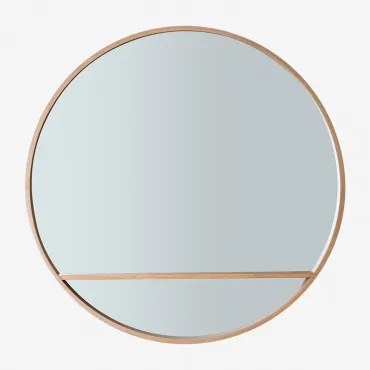 Ronde Wandspiegel In Hout Ø80 Cm Benat Donker Hout - Sklum