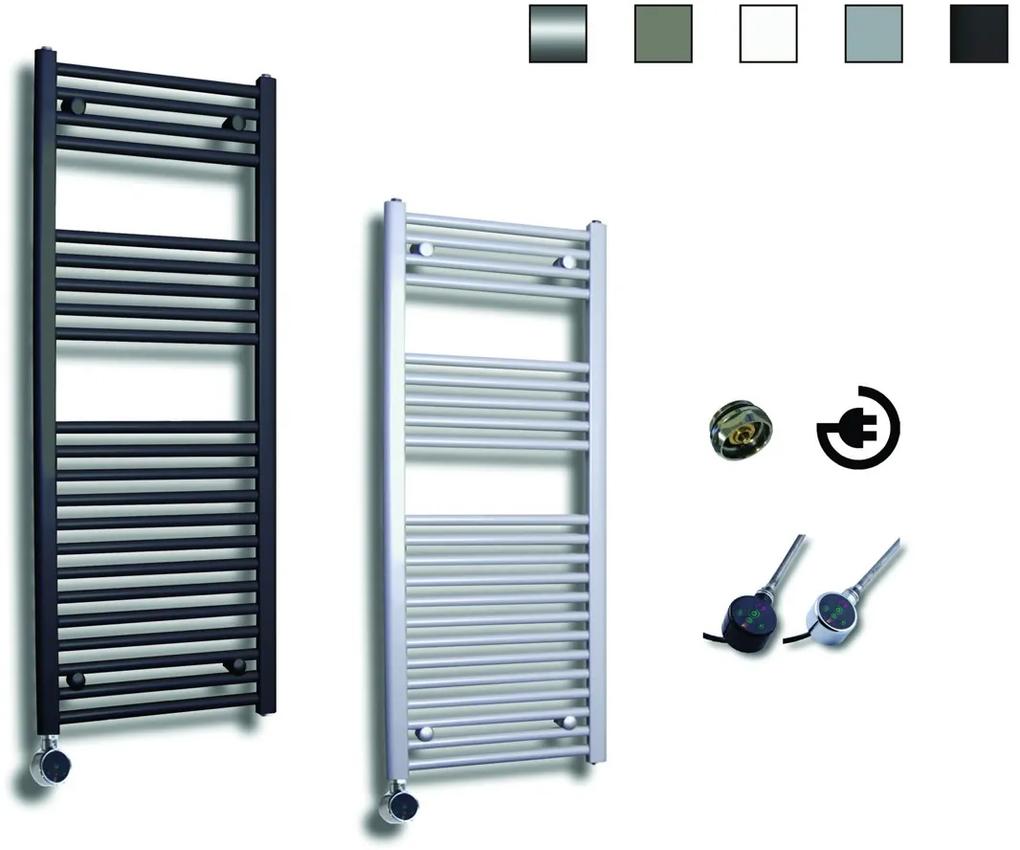 Sanicare elektrische design radiator 60x112cm zilvergrijs met thermostaat links chroom
