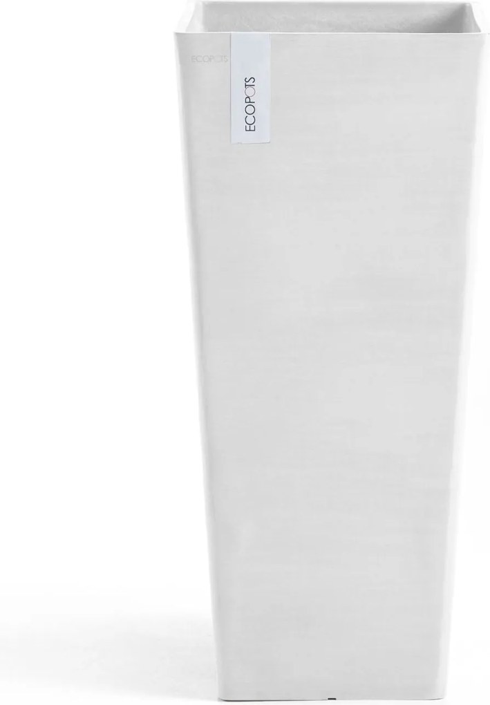 Ecopots bloempot Rotterdam High 70- Vierkant - Pure White - 32,7 x H70,5 cm