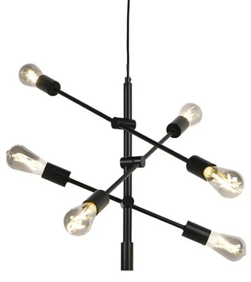 Smart industriële hanglamp zwart incl. 6 WiFi ST64 - Sydney