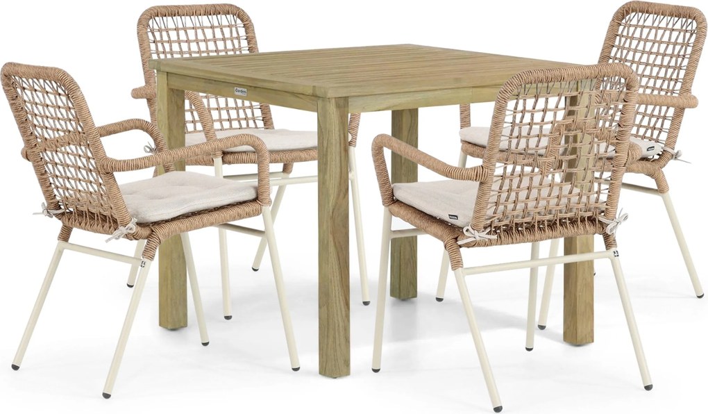 Tuinset 4 personen 90 cm Aluminium/Rope Taupe De Laan Projects