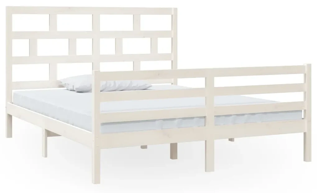 vidaXL Bedframe massief grenenhout wit 160x200 cm