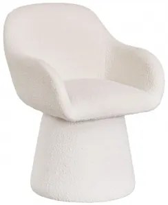Set Van 2 Draaibare Eetkamerstoelen Met Armleuningen Gestoffeerd Erica Bouclé Wit - Sklum