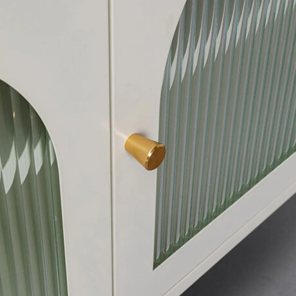 Tv-meubel Met Ribbelglas Off White - 120x40x60cm.