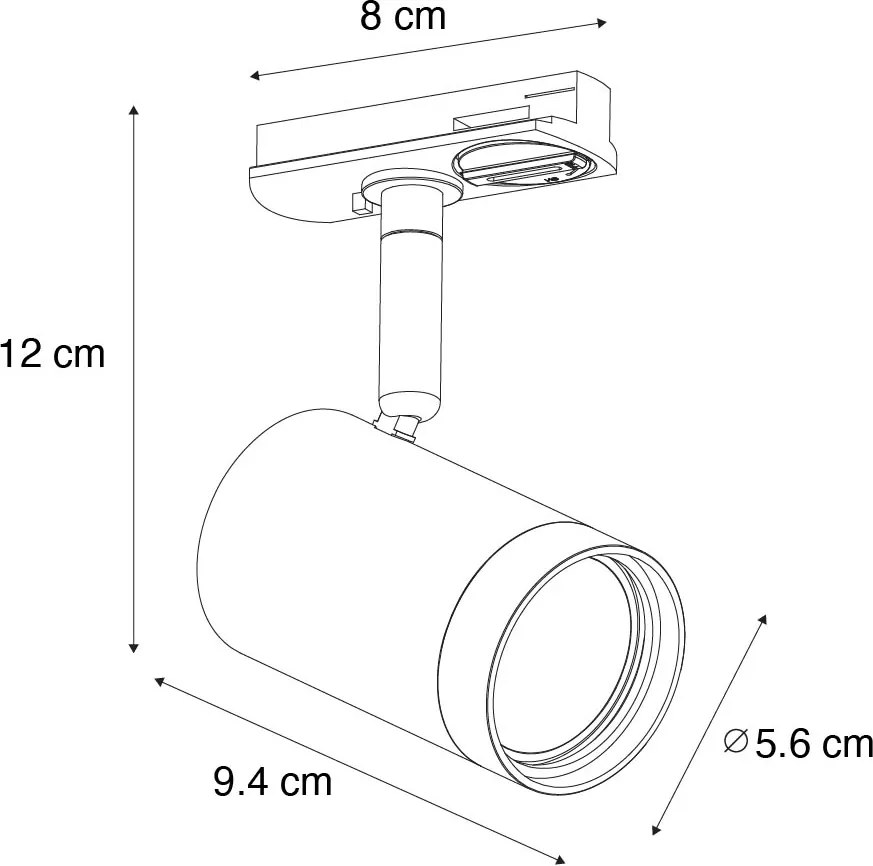 Moderne spot gunmetal voor railsysteem 1-fase  - Iconic Jeana
