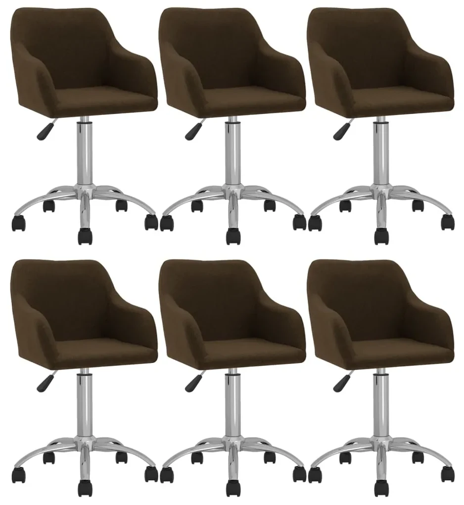 vidaXL Eetkamerstoelen draaibaar 6 st stof donkerbruin