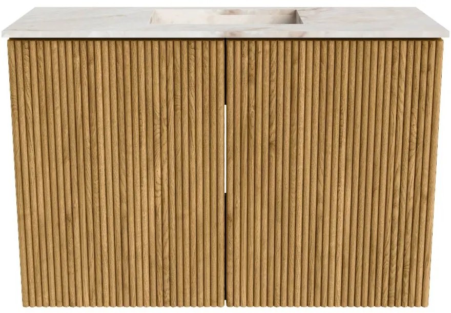 Mondiaz Joya DLux 60cm toiletmeubel oak met wastafel faye midden 1 kraangat frappe