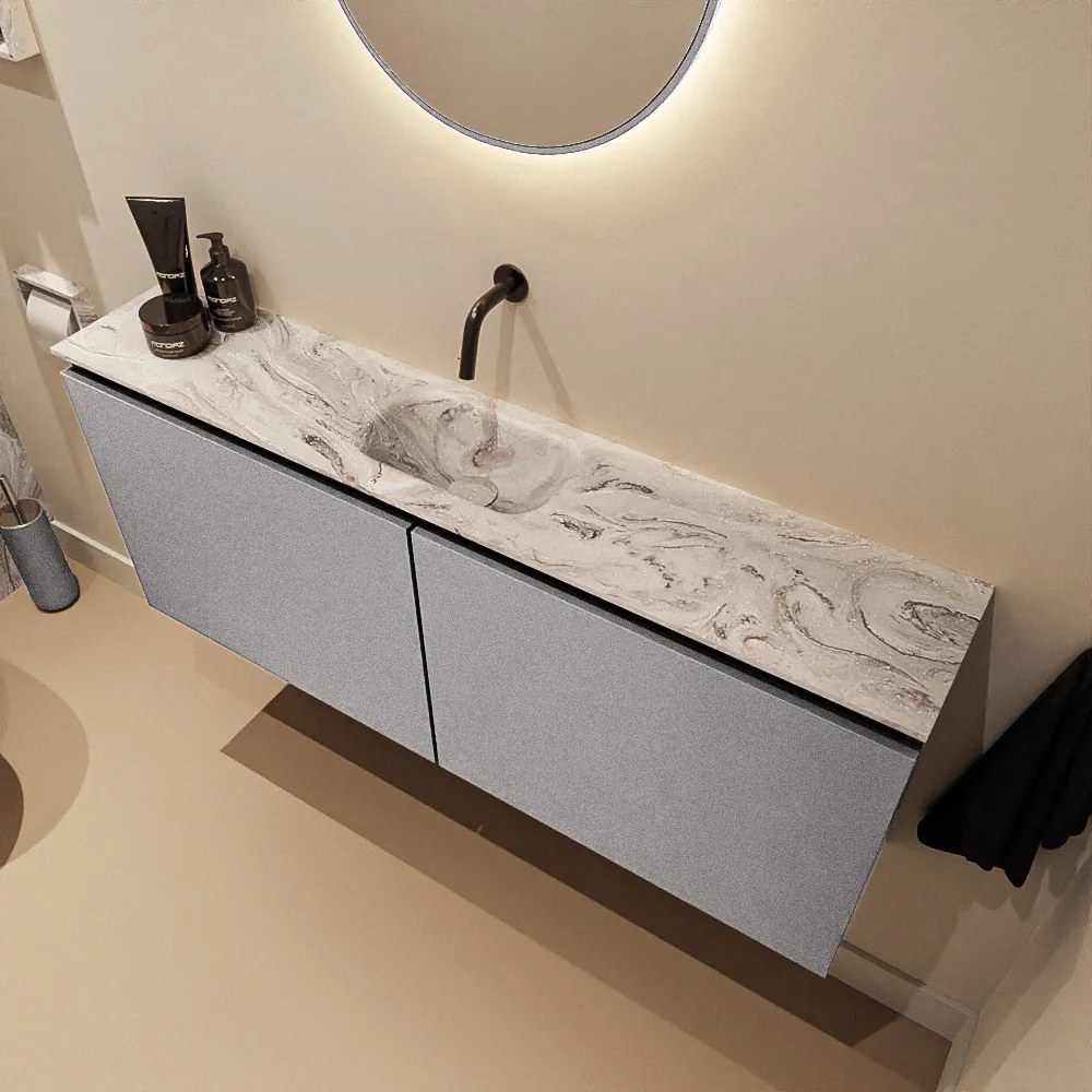 Mondiaz Ture DLux toiletmeubel 120cm plata met wastafel glace midden zonder kraangat