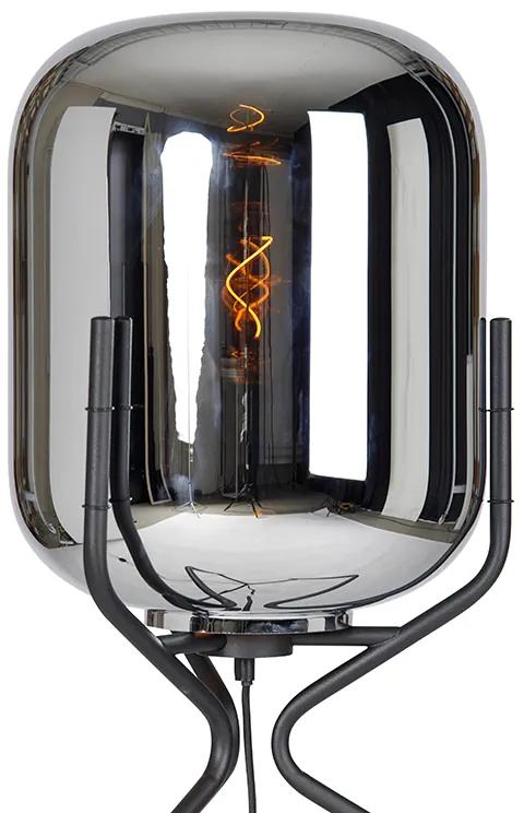 Design vloerlamp zwart met smoke glas - Bliss Design E27 Binnenverlichting Lamp