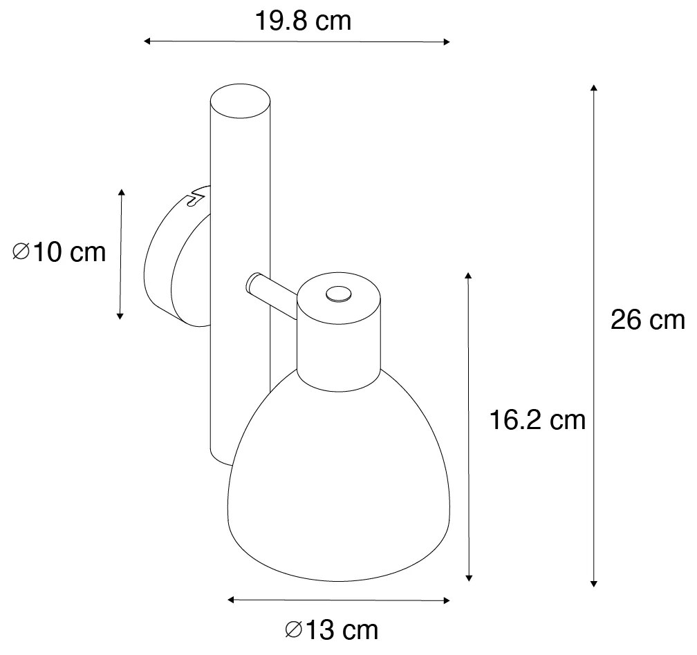 Landelijke wandlamp zwart met hout - Flint Landelijk E27 Binnenverlichting Lamp