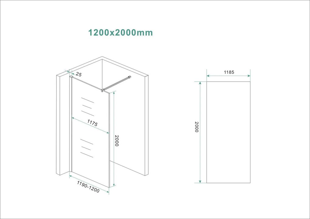 Mueller Slimline glaswand 120x200cm brons rookglas