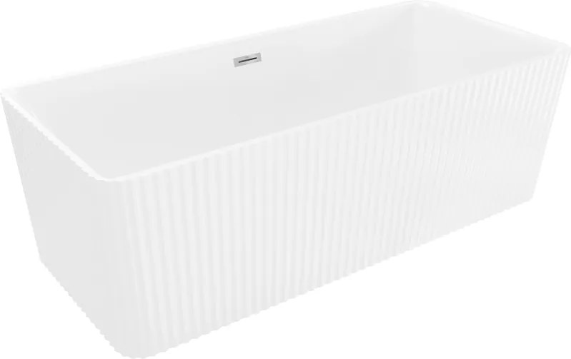 Mexen Nila vrijstaande geribbelde badkuip 170 x 75 cm, wit, overloop chroom - 52841708000-01
