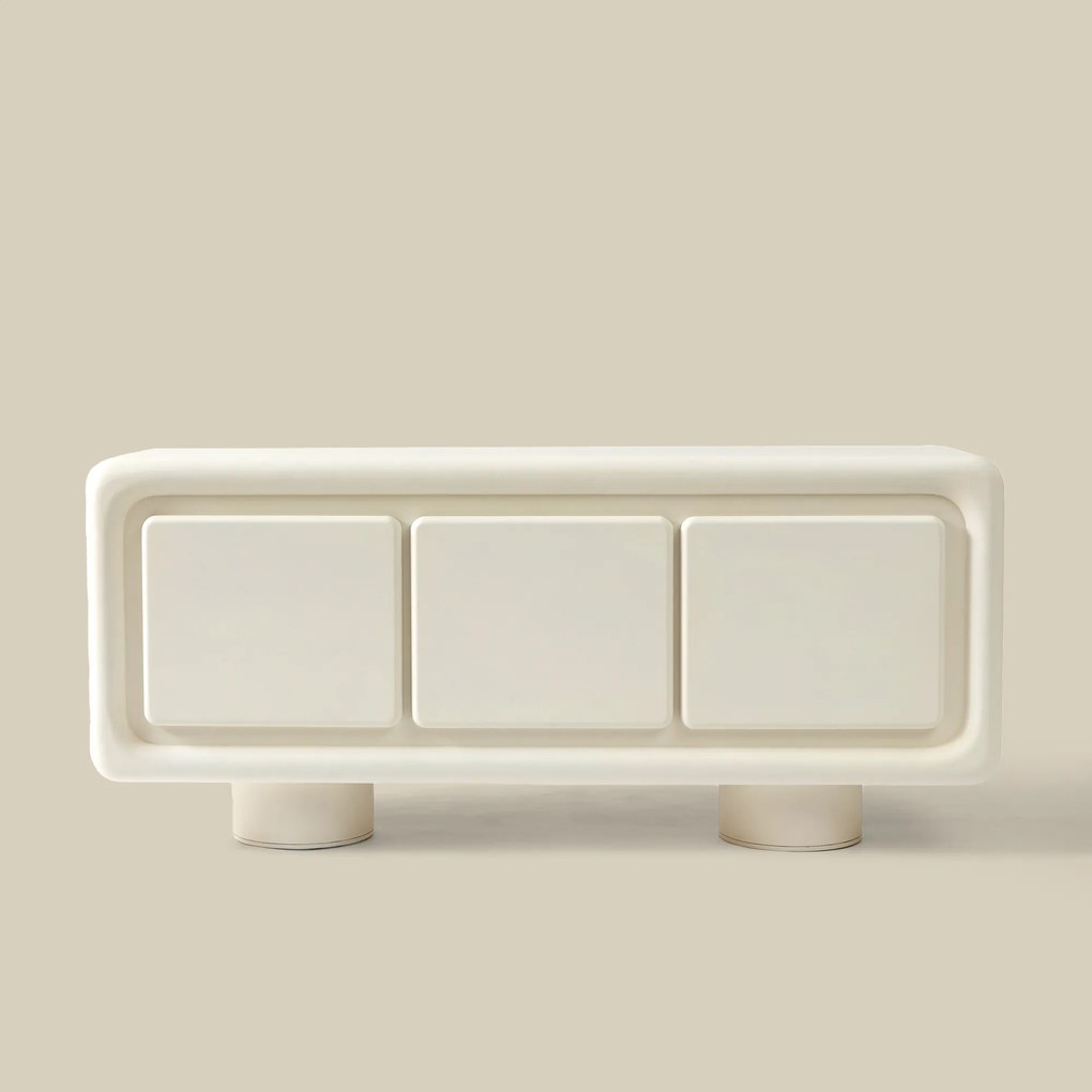 Wit Dressoir Organisch Betonlook - 183x47x82cm.