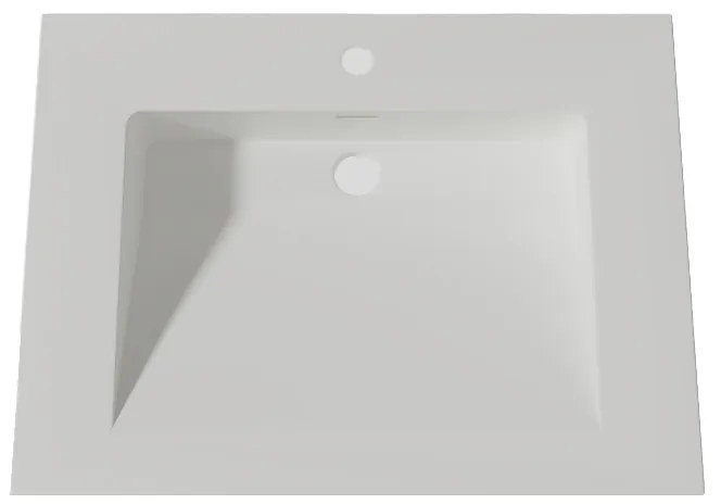 Lambini Designs Flora solid surface wastafel 60cm met kraangat wit mat