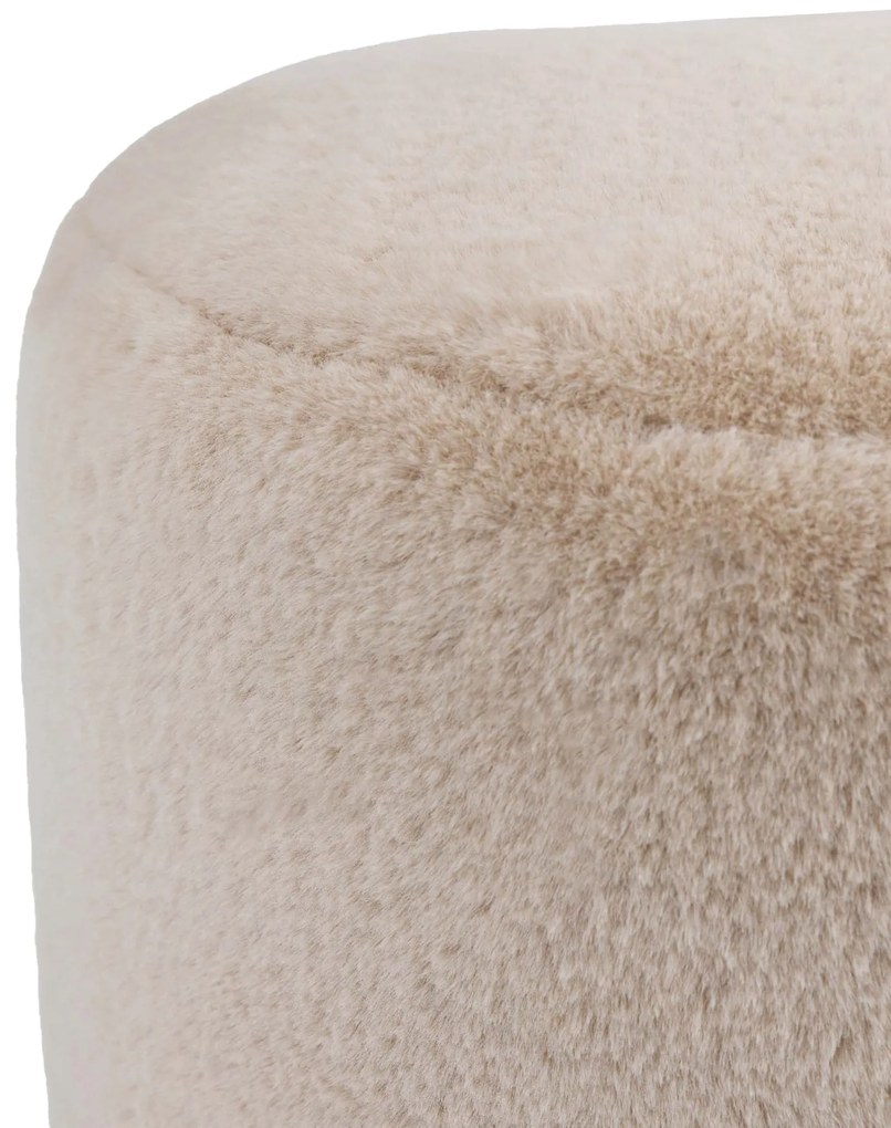 Icon Milano Rabbit Faux Fur Round Footstool Bean Bag, Natural