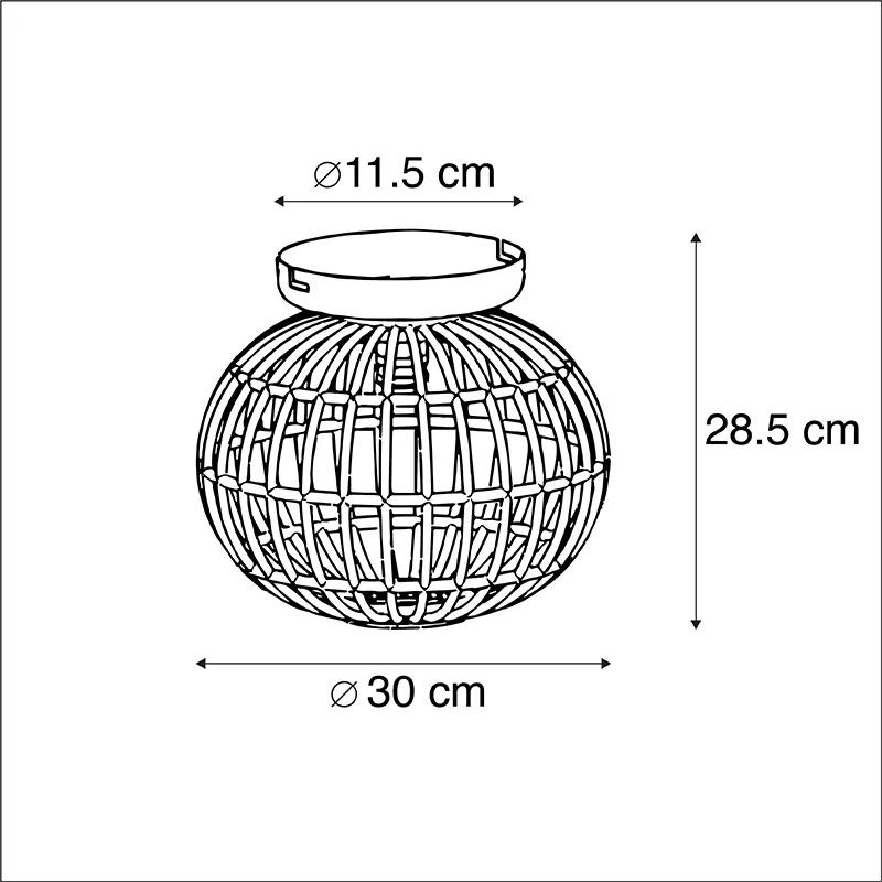 Landelijke plafondlamp bamboe 30 cm - Canna Landelijk / Rustiek E27 bol / globe / rond Binnenverlichting Lamp
