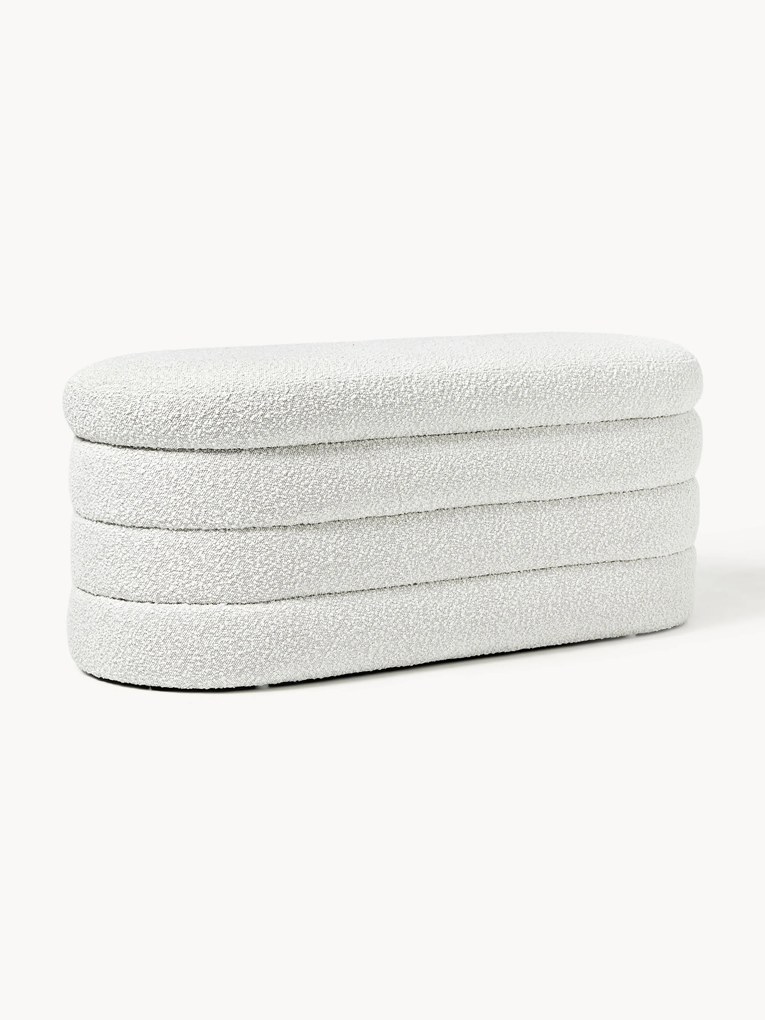 Bouclé gestoffeerde bank Alto met opbergruimte
