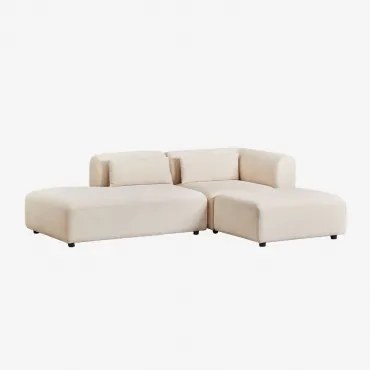 Modulaire Hoekbank Van 2 Delen Met Linker Divan En Poef Fogler Corduroy Linnen Beige - Sklum